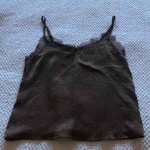 Spaghetti strap brown blouse.